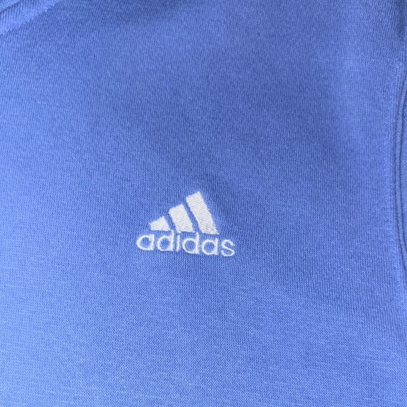 Gently Loved Adidas Light Blue Hoodie with White Stripes **Missing Drawstring ** - Picture 2 of 10